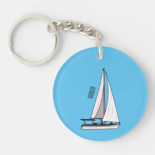 Sailboat cartoon illustration key ring