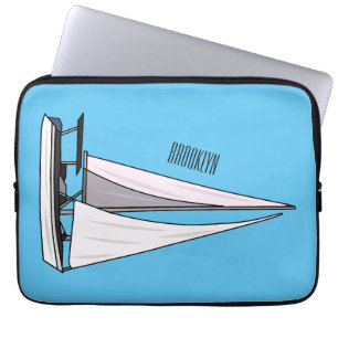 Sailboat cartoon illustration laptop sleeve
