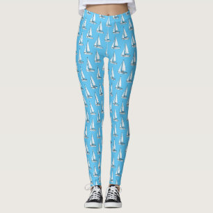 Sailboat cartoon illustration leggings