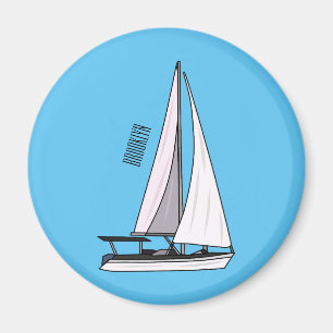 Sailboat cartoon illustration magnet