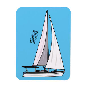 Sailboat cartoon illustration magnet