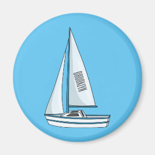 Sailboat cartoon illustration magnet