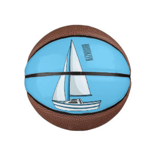 Sailboat cartoon illustration mini basketball