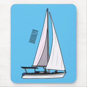 Sailboat cartoon illustration mouse mat