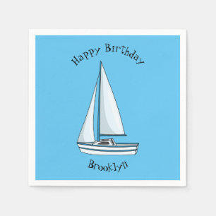 Sailboat cartoon illustration napkin