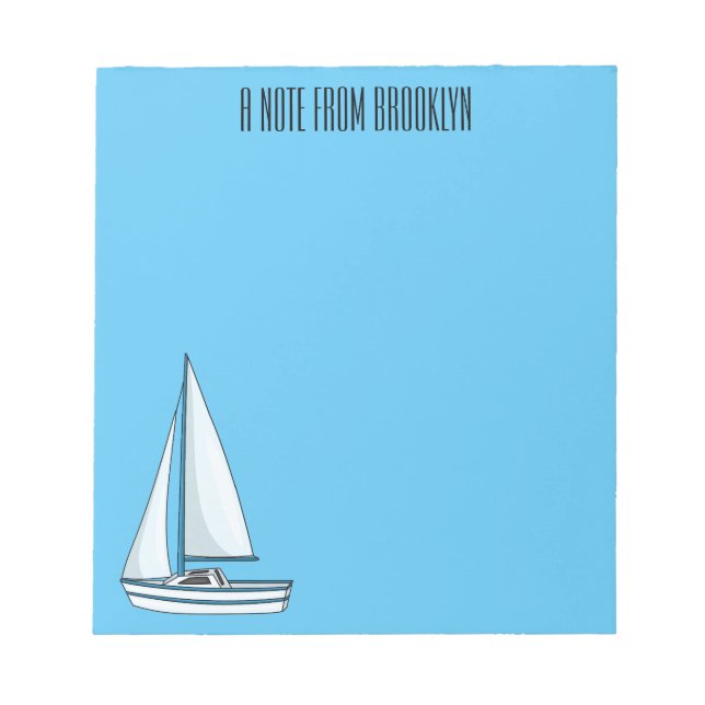 Sailboat cartoon illustration  notepad (Front)