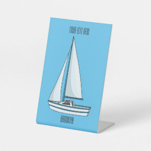 Sailboat cartoon illustration pedestal sign