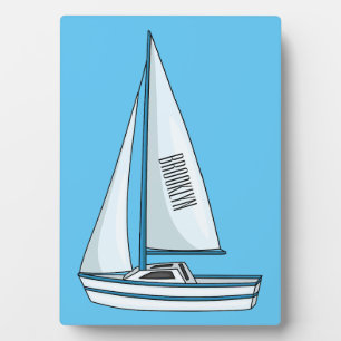 Sailboat cartoon illustration plaque