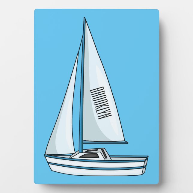 Sailboat cartoon illustration plaque (Front)
