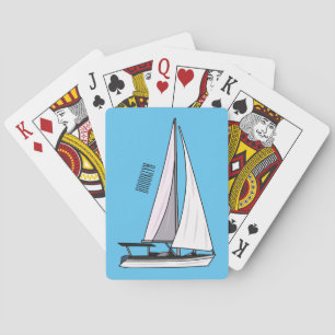 Sailboat cartoon illustration playing cards