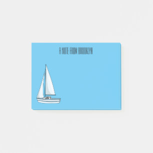 Sailboat cartoon illustration post-it notes
