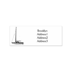 Sailboat cartoon illustration rubber stamp