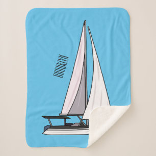 Sailboat cartoon illustration sherpa blanket