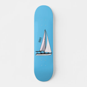 Sailboat cartoon illustration skateboard