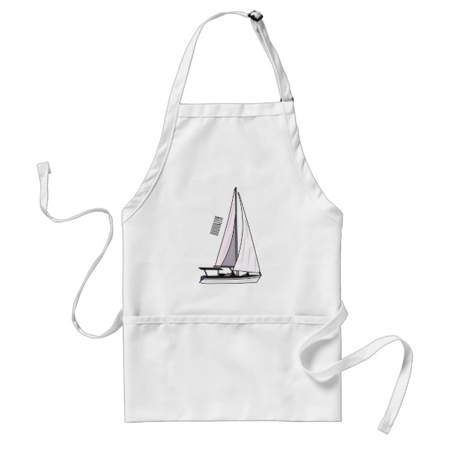 Sailboat cartoon illustration standard apron (Front)
