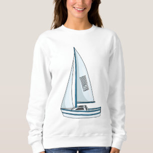 Sailboat cartoon illustration sweatshirt