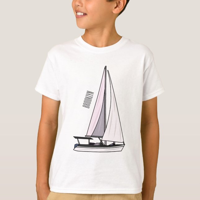 Sailboat cartoon illustration T-Shirt (Front)