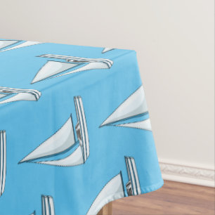 Sailboat cartoon illustration tablecloth