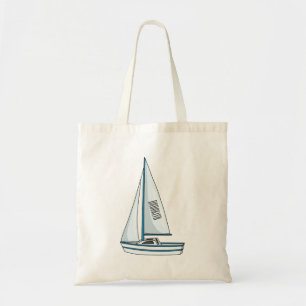 Sailboat cartoon illustration tote bag