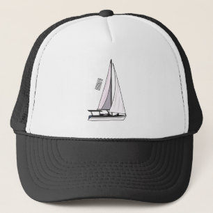 Sailboat cartoon illustration trucker hat
