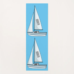 Sailboat cartoon illustration yoga mat