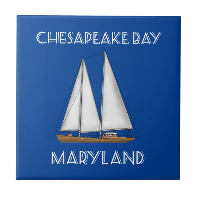 Sailboat Chesapeake Bay Maryland Tile (Front)