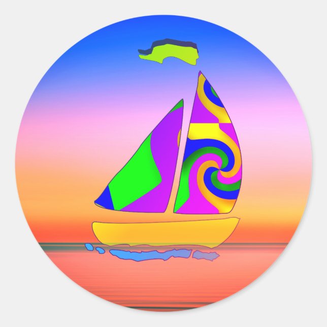Sailboat  classic round sticker (Front)