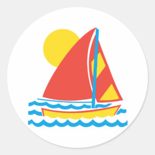 sailboat classic round sticker