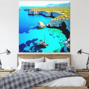 Sailboat Cliffside Sanctuary Art Canvas Print