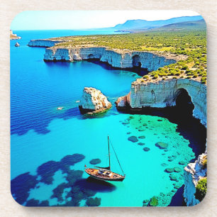 Sailboat Cliffside Sanctuary Art Coaster