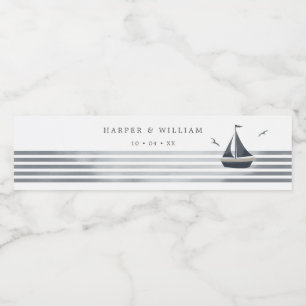 Sailboat coastal water bottle label