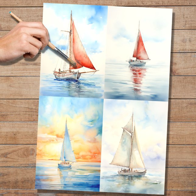 Sailboat Collage 1 Decoupage Paper (Creator Uploaded)