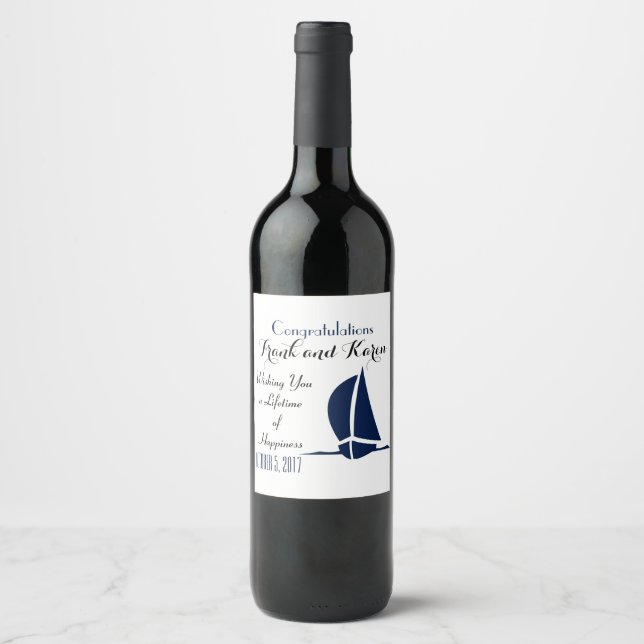 Sailboat Congratulations Wine Label (Front)