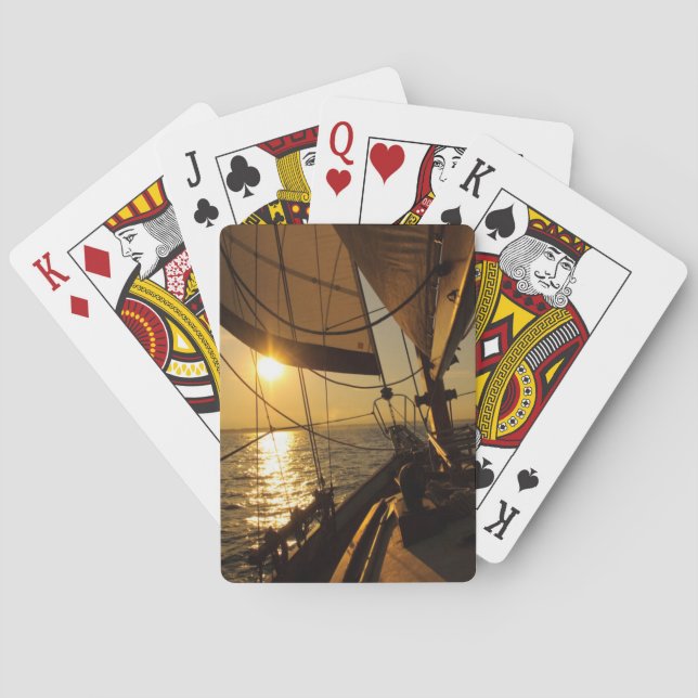 Sailboat Deck, Heading Into Setting Sun Playing Cards (Back)