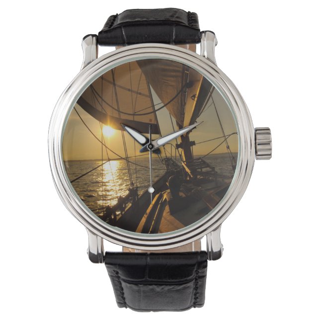 Sailboat Deck, Heading Into Setting Sun Watch (Front)