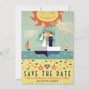 Sailboat Destination Wed Kissing Couple Save Date Save The Date
