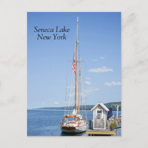 Sailboat docked in Seneca Lake Postcard