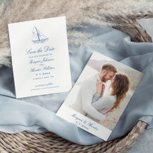 Sailboat Elegant Navy Blue Wedding Photo