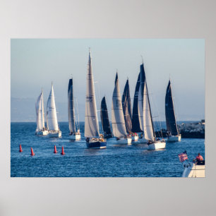 Sailboat Enter Main Channel - Marina Del Rey, CA Poster