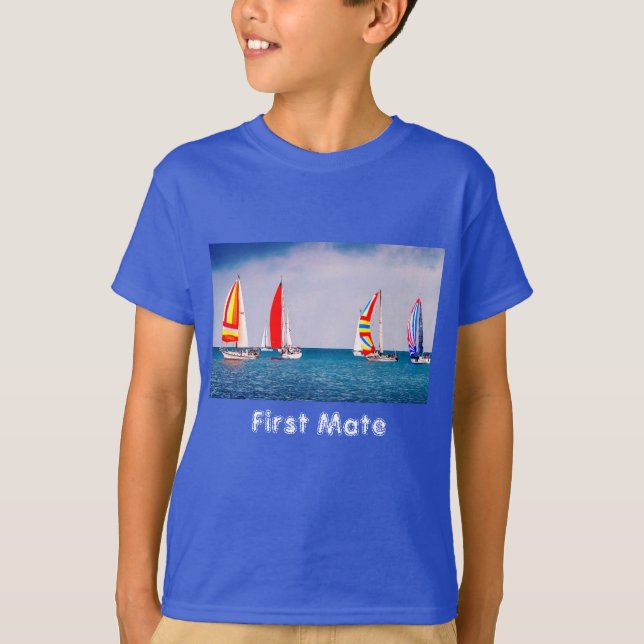 Sailboat First Mate Sailing Kids T-Shirt (Front)