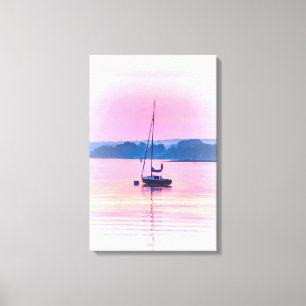 Sailboat floating in early morning light. canvas print