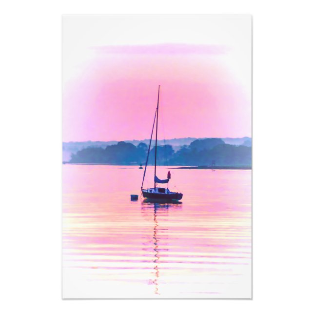 Sailboat floating in early morning light. photo print (Front)