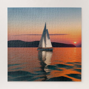 Sailboat Gliding on Calm Waters Jigsaw Puzzle