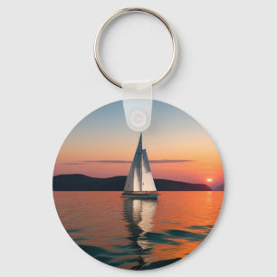 Sailboat Gliding on Calm Waters Key Ring
