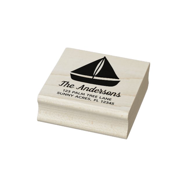 Sailboat Graphic Return Address Rubber Stamp (Stamp)