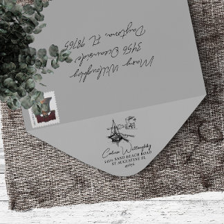 Sailboat Harbour Family Name Return Address Rubber Stamp