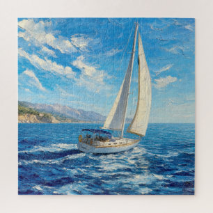 Sailboat Impasto Painting Jigsaw Puzzle