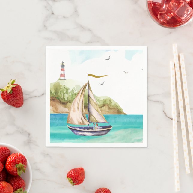Sailboat in a Turquoise Ocean Napkins (Insitu)