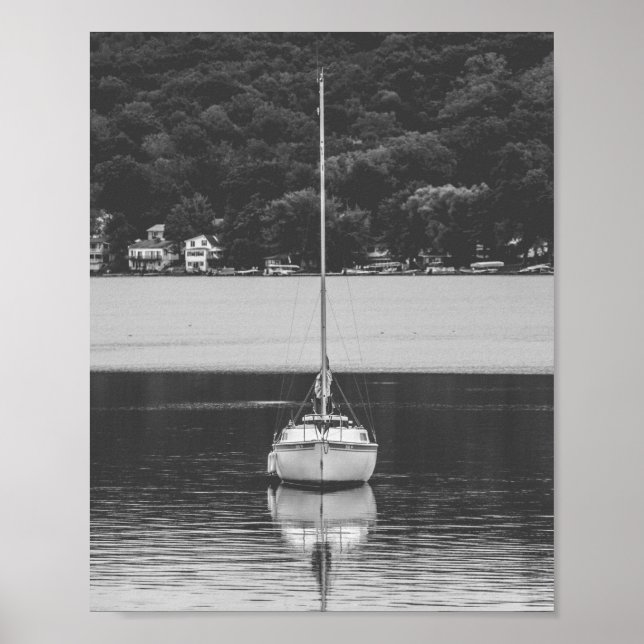 Sailboat in Conesus Lake Nautical Archival Poster (Front)