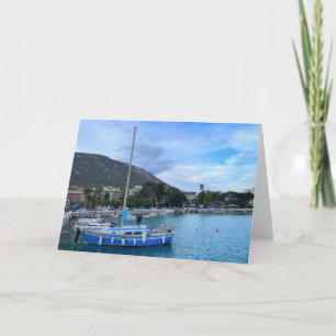 Sailboat In Harbour Corinth Greece Card